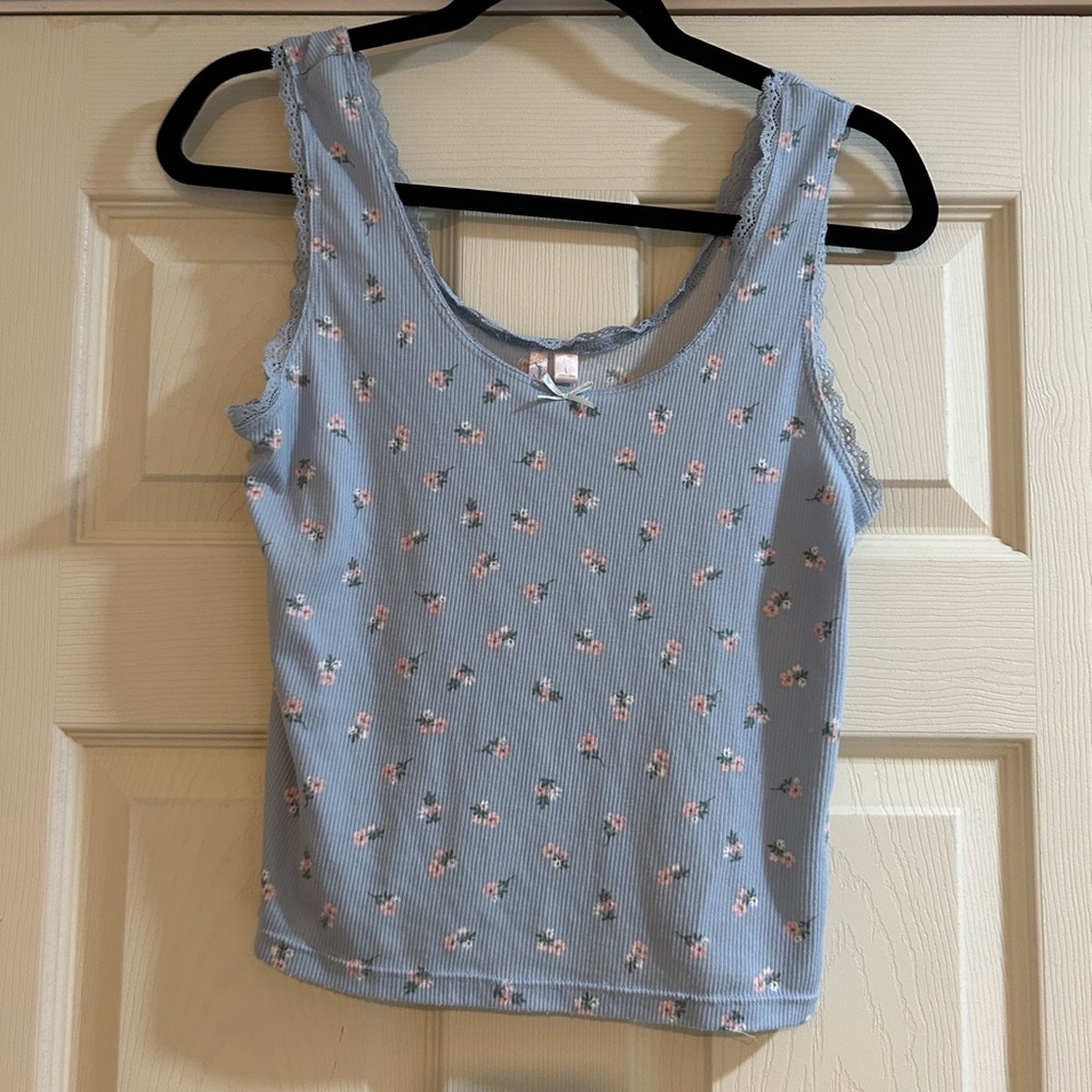 Floral Blue Tank Top